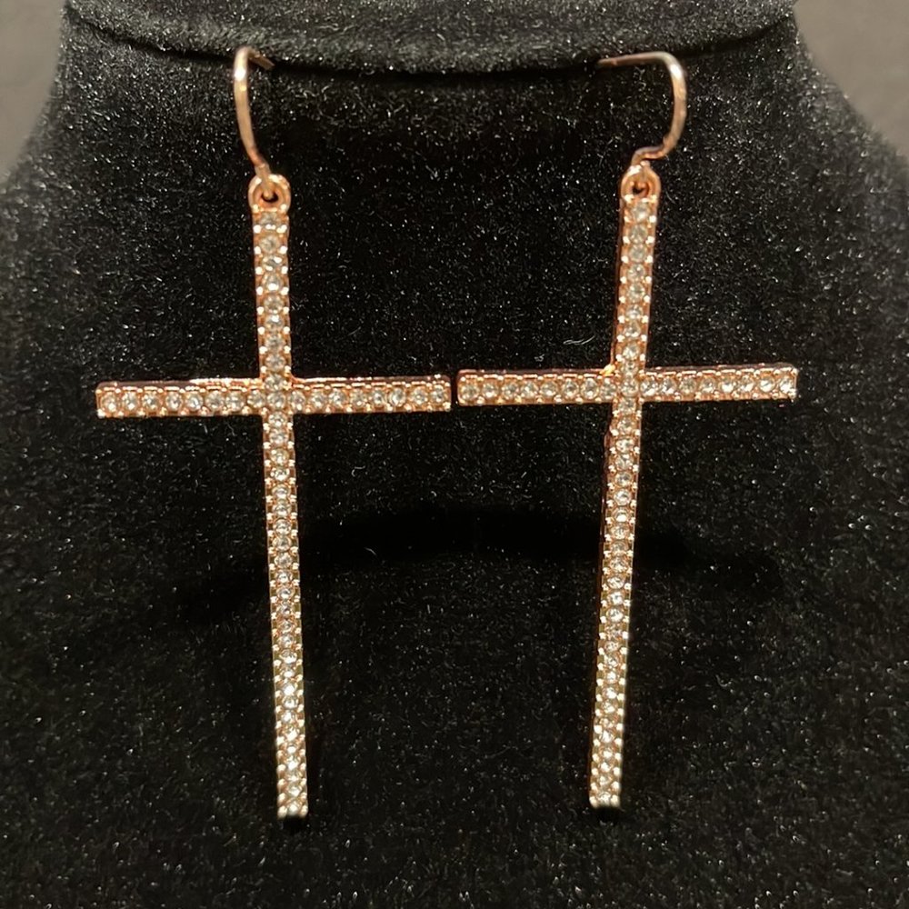 Gold Cross with Diamonds* Earrings